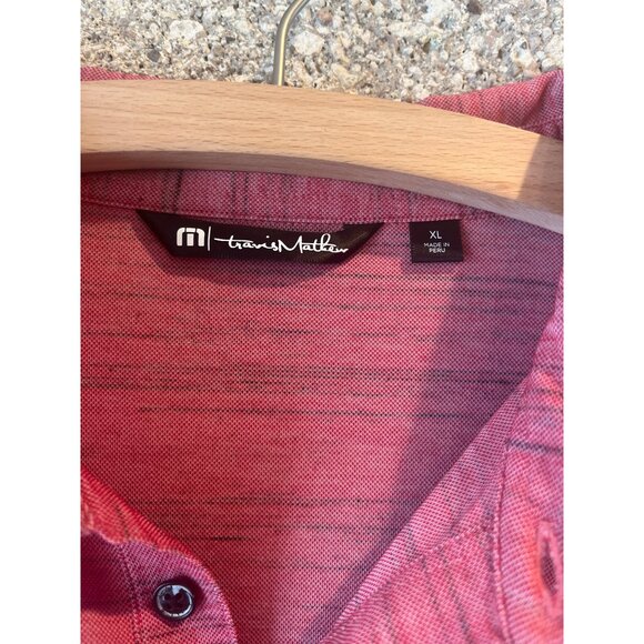 TravisMathew Mens Red Heather Polo Shirt XL - Picture 4 of 6